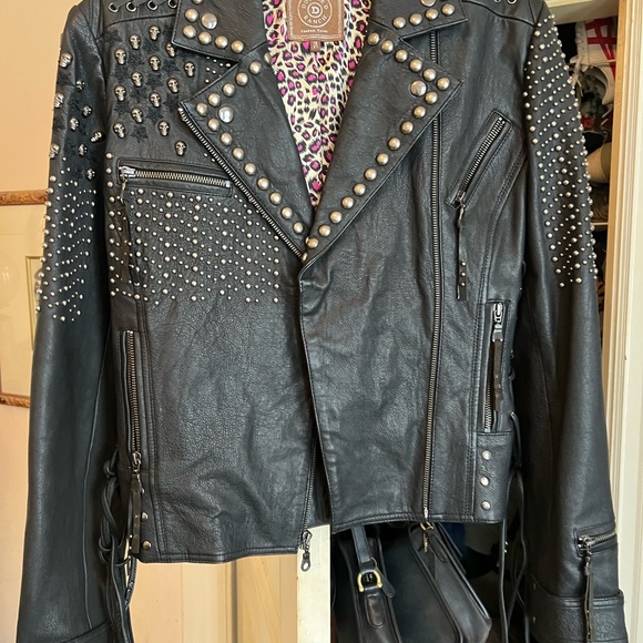 Double D Ranch Jackets & Blazers - Double D Ranch- Killa Flag Black Studded Leather Jacket